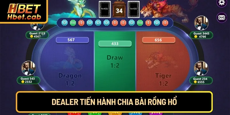Dealer tiến hành chia bài rồng hổ